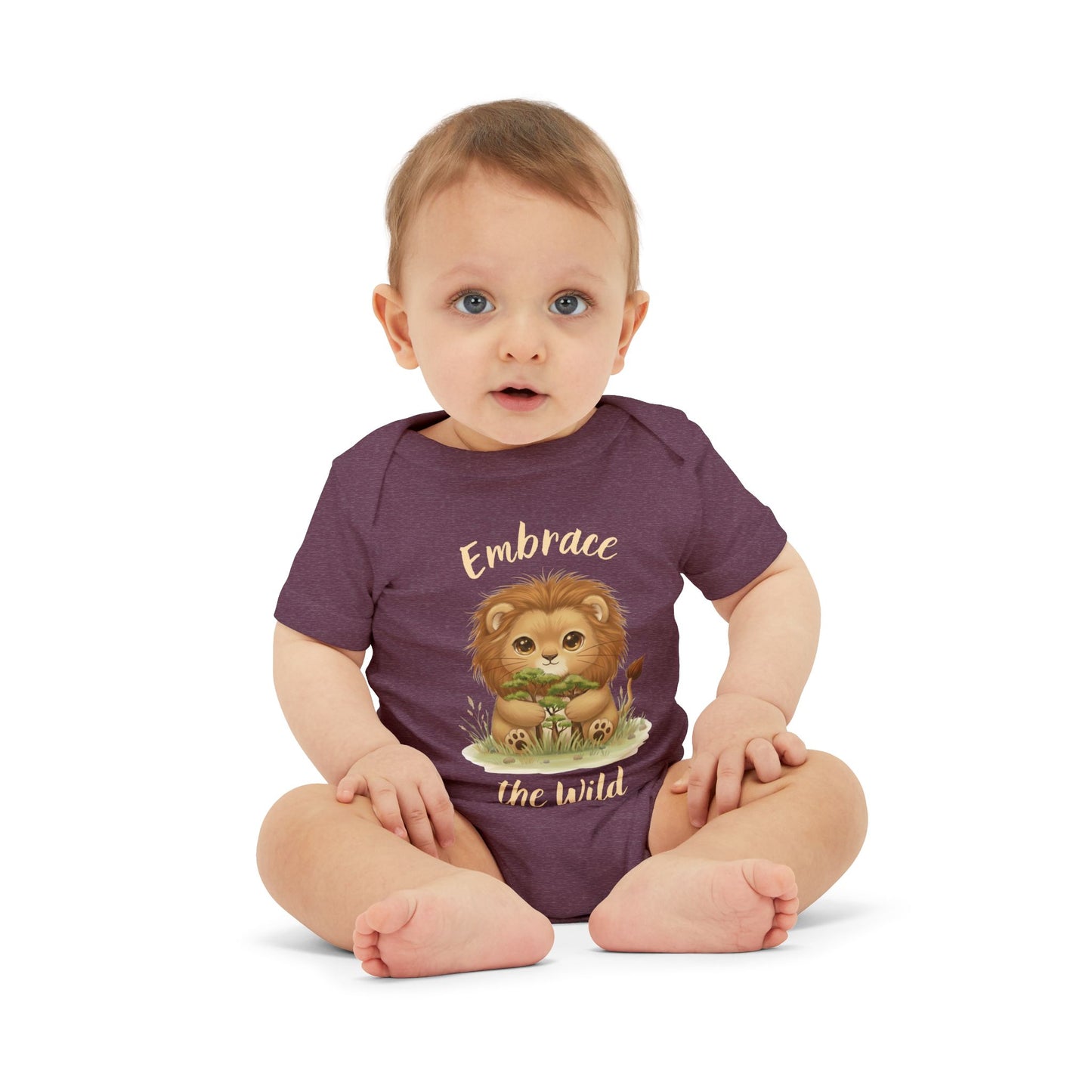 Cute Lion Onesie with Graphic on Front & Back | Embrace the Wild | Infant Jersey One Piece
